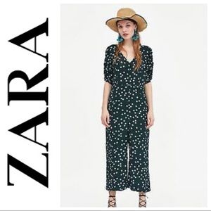 Zara Dark Green Floral Jumpsuit 🌸💚